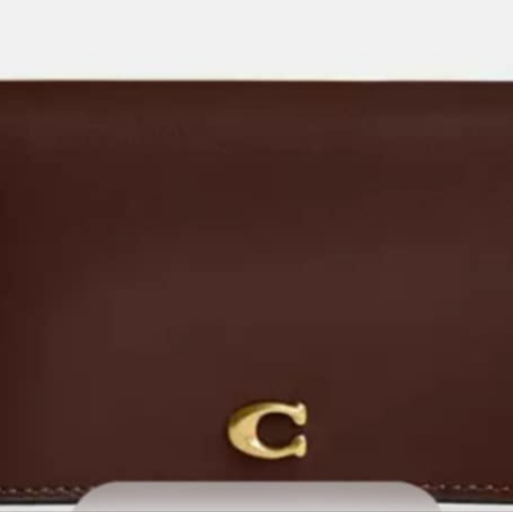 Coach Chocolate Brown Leather Wallet with Gold Detail